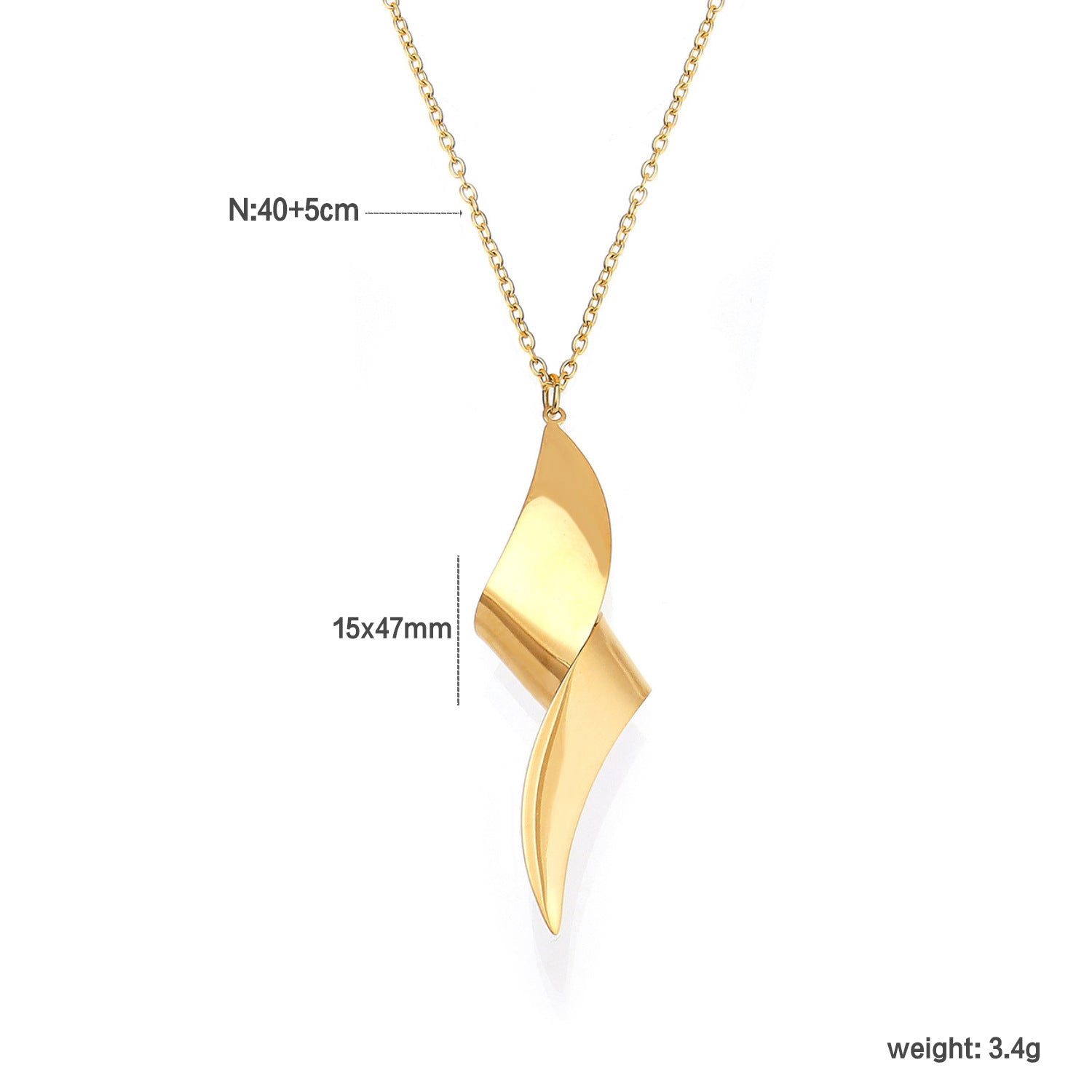 Damen elegante Edelstahl Halskette mit modernem, geschwungenem Anhänger Shop Nory