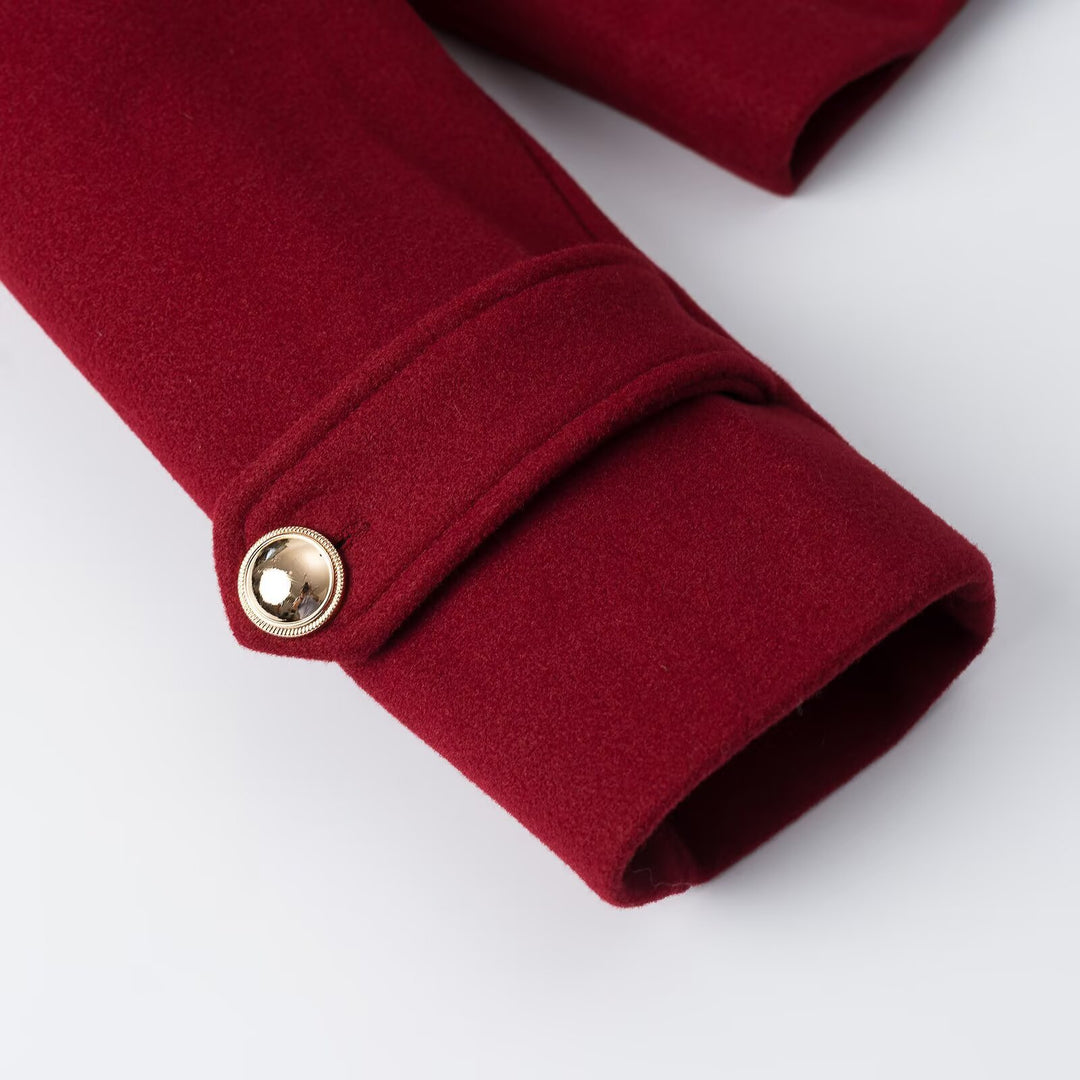 Damen Kurzer Doppelreihiger Wollmix-Kurzmantel mit großem Revers, Krempelmanschetten und Pattentaschen Shop Nory