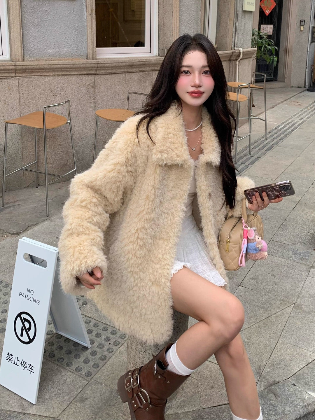 Damen Kuscheliger Kunstfell‑Teddy‑Mantel im Oversize‑Schnitt Shop Nory