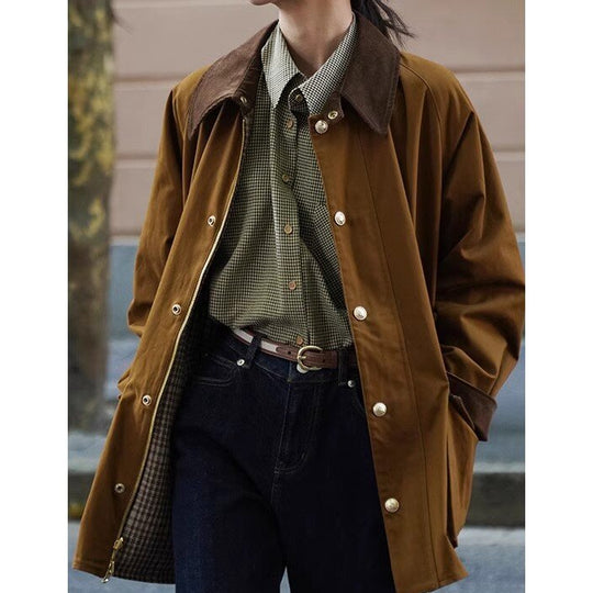 Damen Stilvolle Übergangsjacke mit praktischem Kragen und großen Taschen Shop Nory