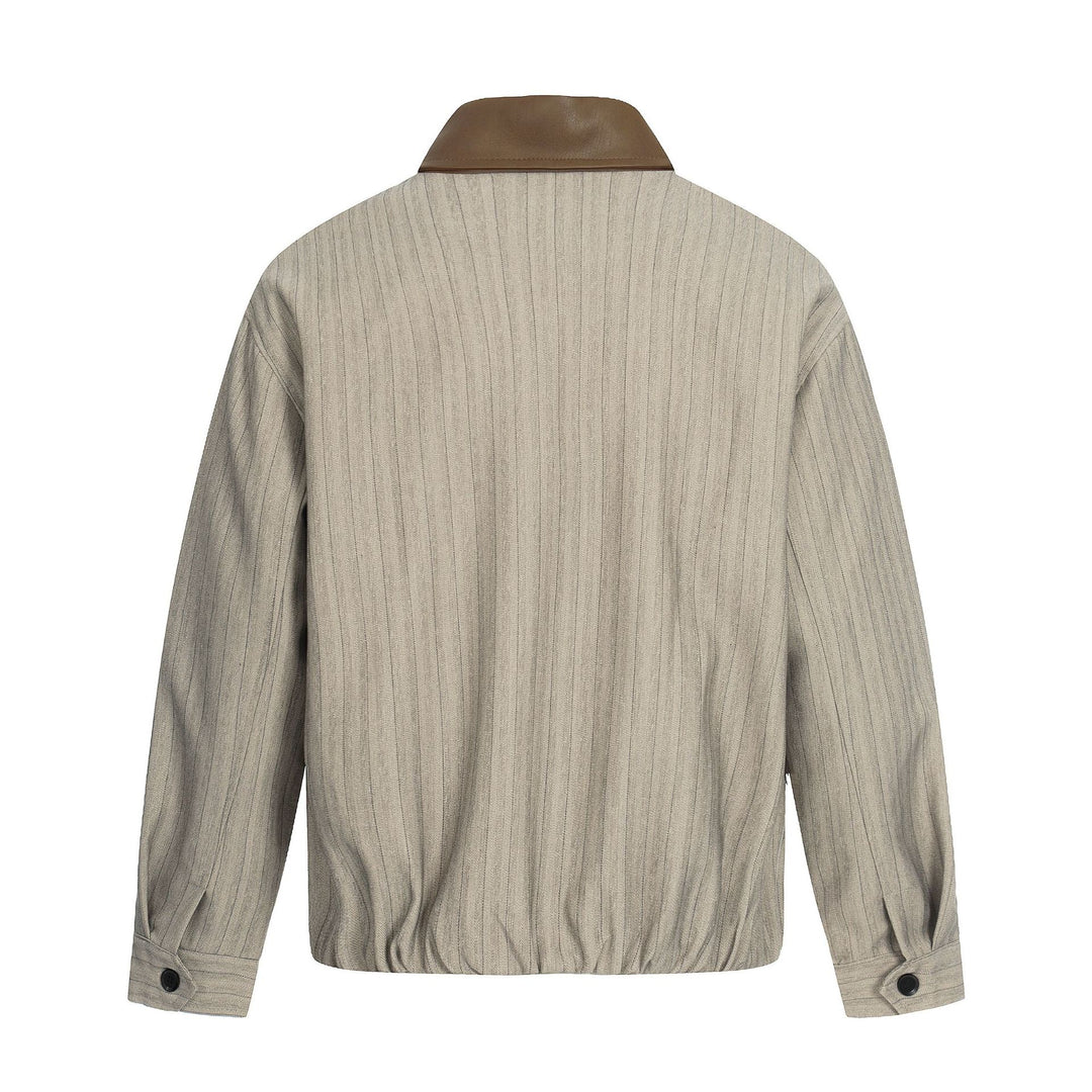 Herren Kurzboxy-Blousonjacke aus Leinenoptik mit Lederkragen Shop Nory