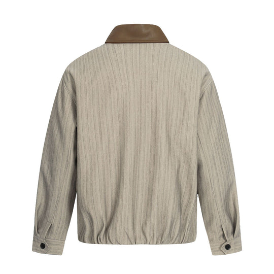Herren Kurzboxy-Blousonjacke aus Leinenoptik mit Lederkragen Shop Nory