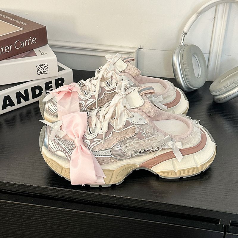 Damen Chunky‑Sneaker mit floraler Spitze und Satin‑Schleife Shop Nory