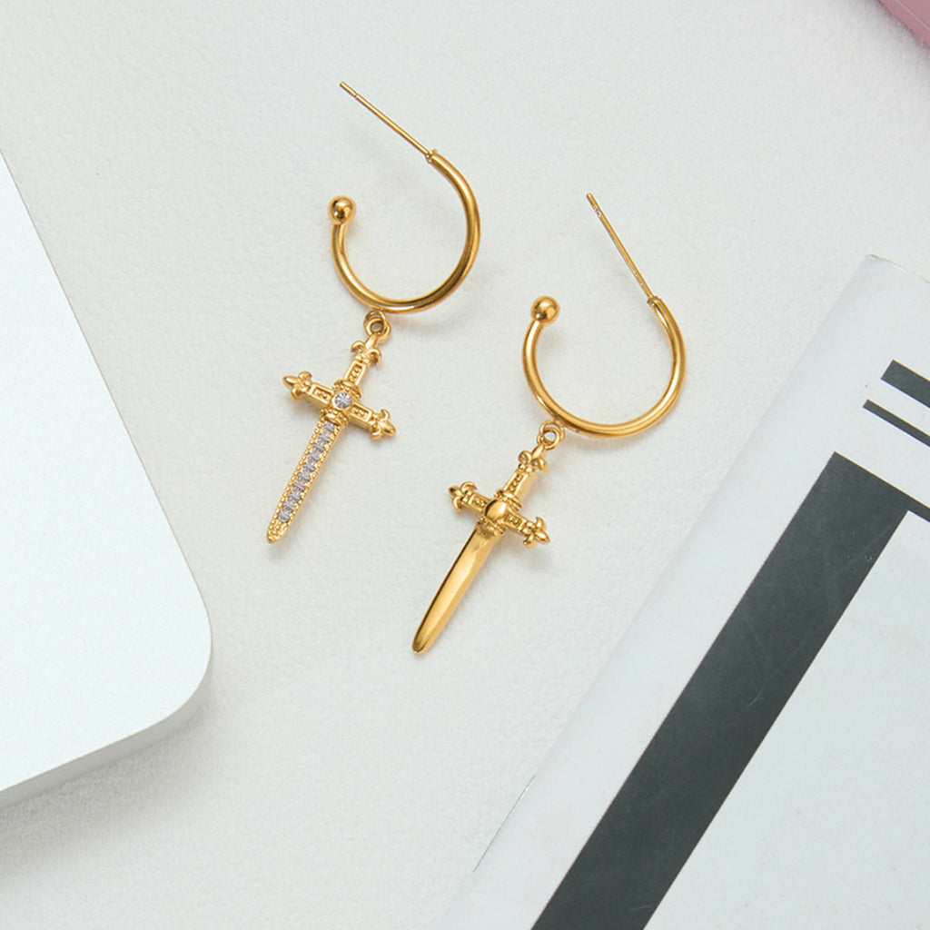 Damen Ohrhänger mit Kreuzanhänger und funkelnden Zirkonia Shop Nory