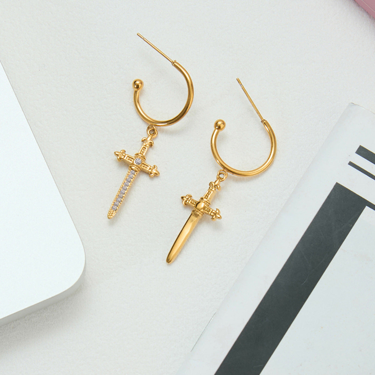 Damen Ohrhänger mit Kreuzanhänger und funkelnden Zirkonia Shop Nory