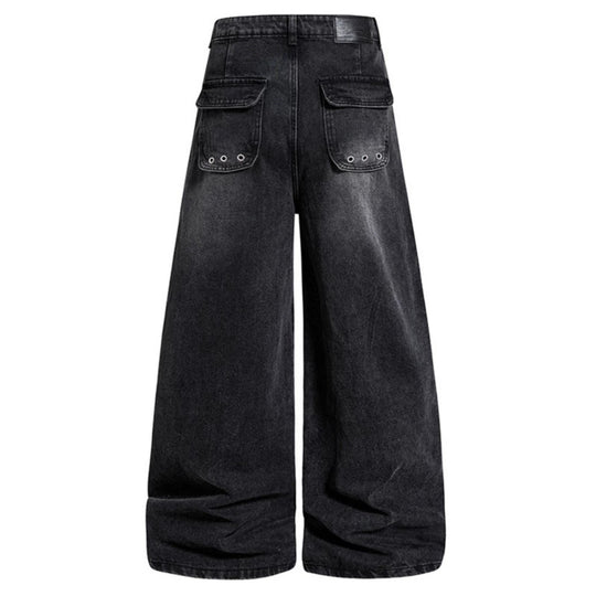 Damen Weite High‑Waist Denim‑Cargo‑Culotte mit Nieten und großen Pattentaschen Shop Nory