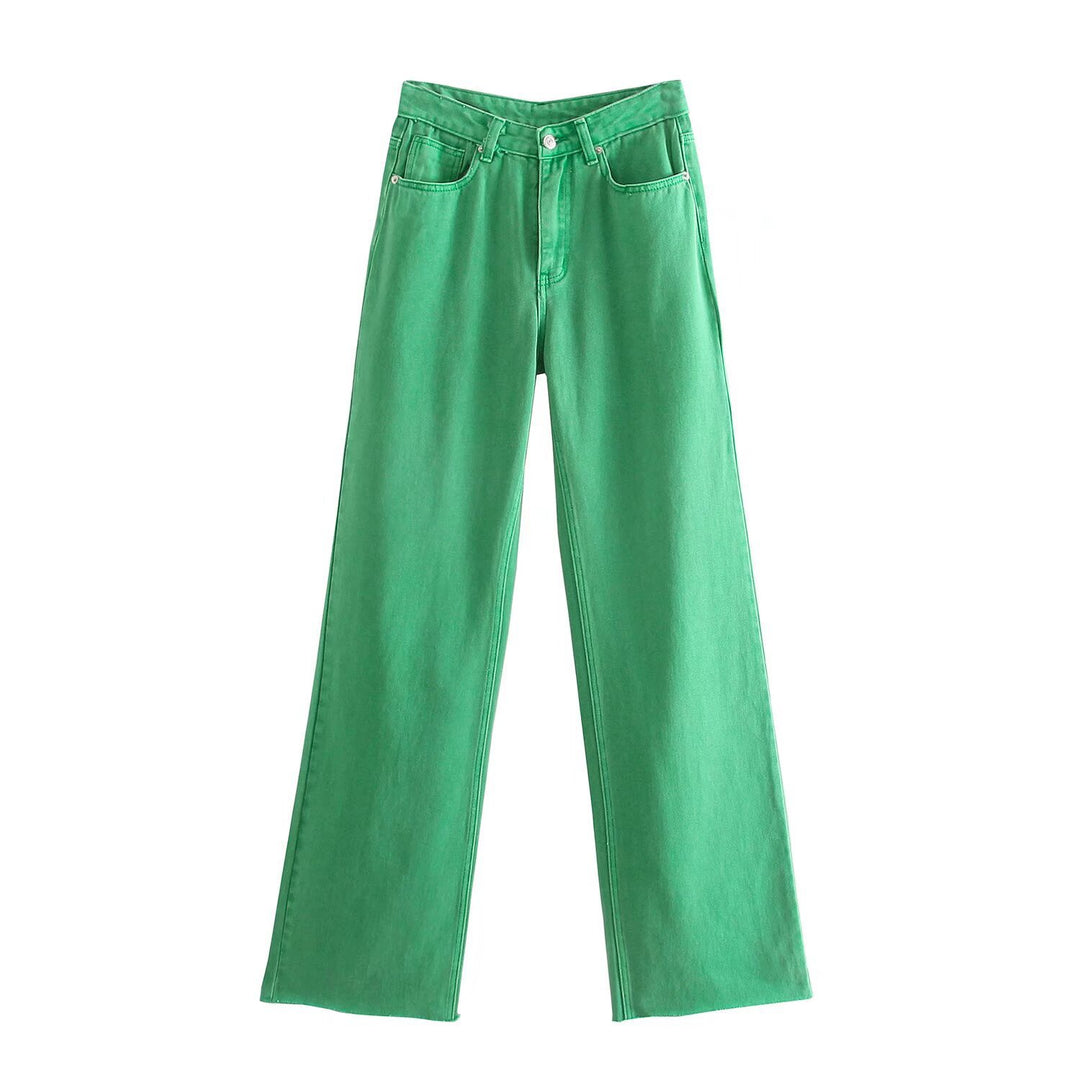 Damen Hochtaillierte weit geschnittene Jeans mit weitem Bein, hoher Taille und rohem Saum Shop Nory