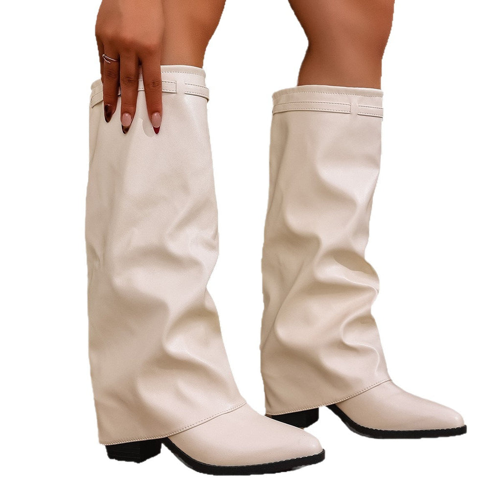 Damen Elegante, knöchelhohe Stiefeletten aus weichem Kunstleder mit modischem Falten-Design
