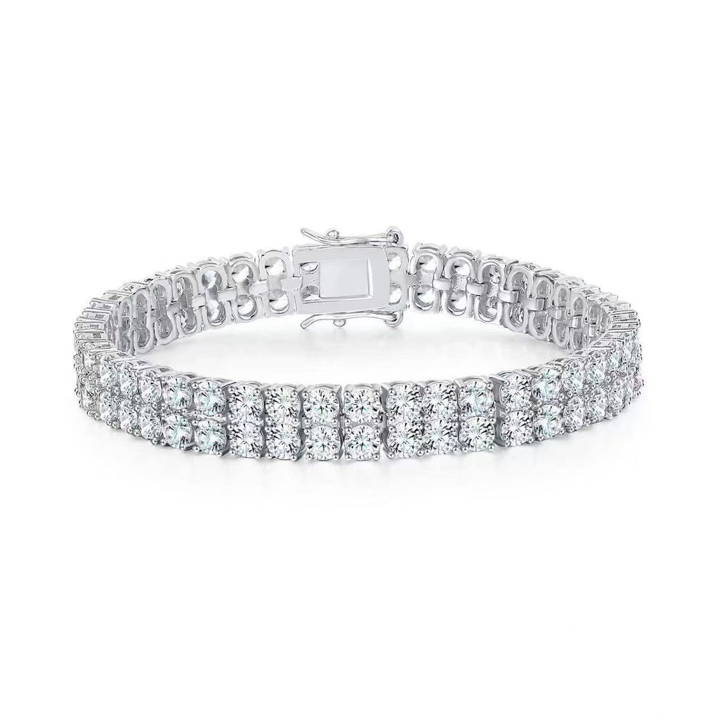 Elegantes Tennisarmband Mehrreihig mit Funkelnden Zirkonia und Sicherer Steckschließe