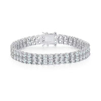 Doppelreihe weiße Zirkonia Silber 6 mm