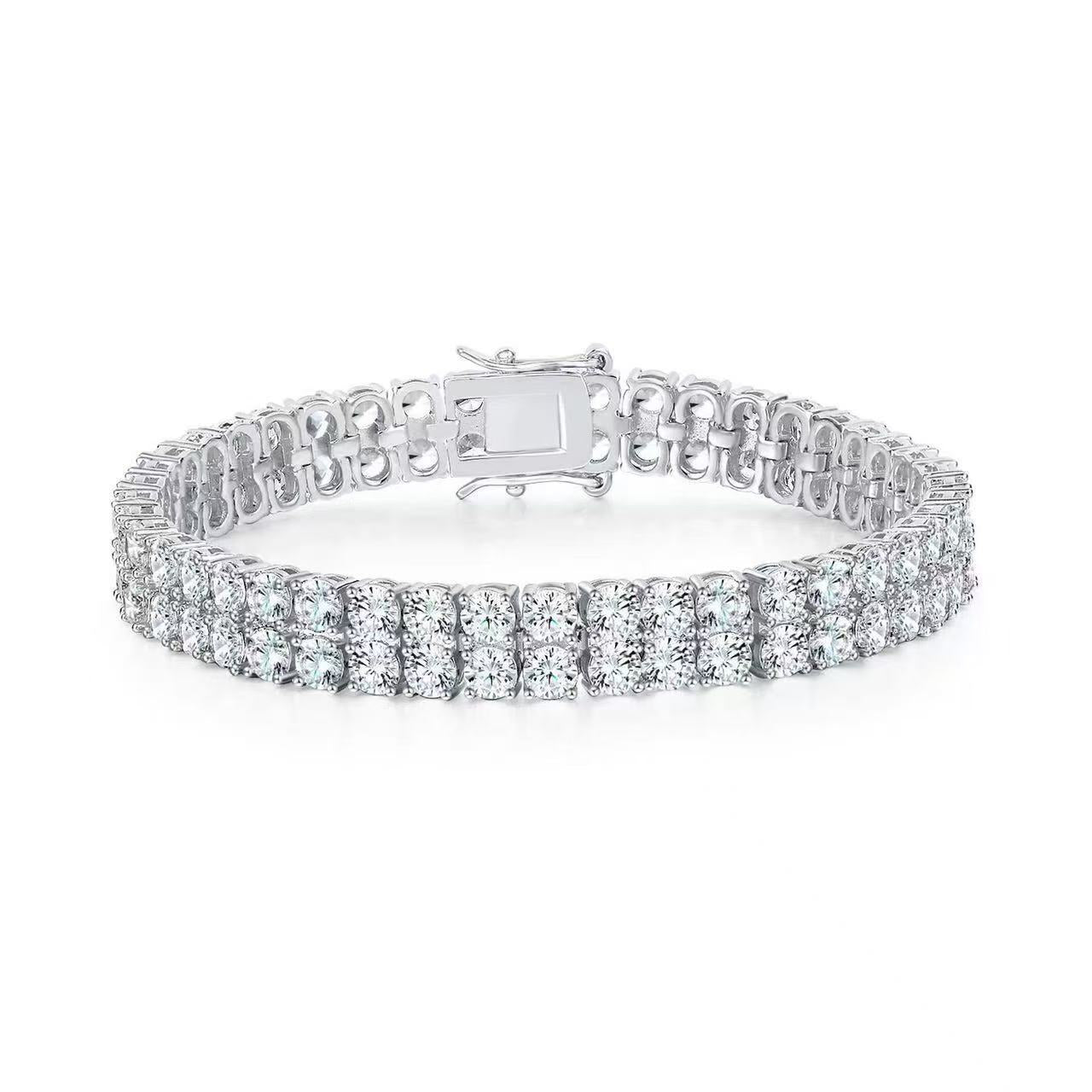 Elegantes Tennisarmband Mehrreihig mit Funkelnden Zirkonia und Sicherer Steckschließe