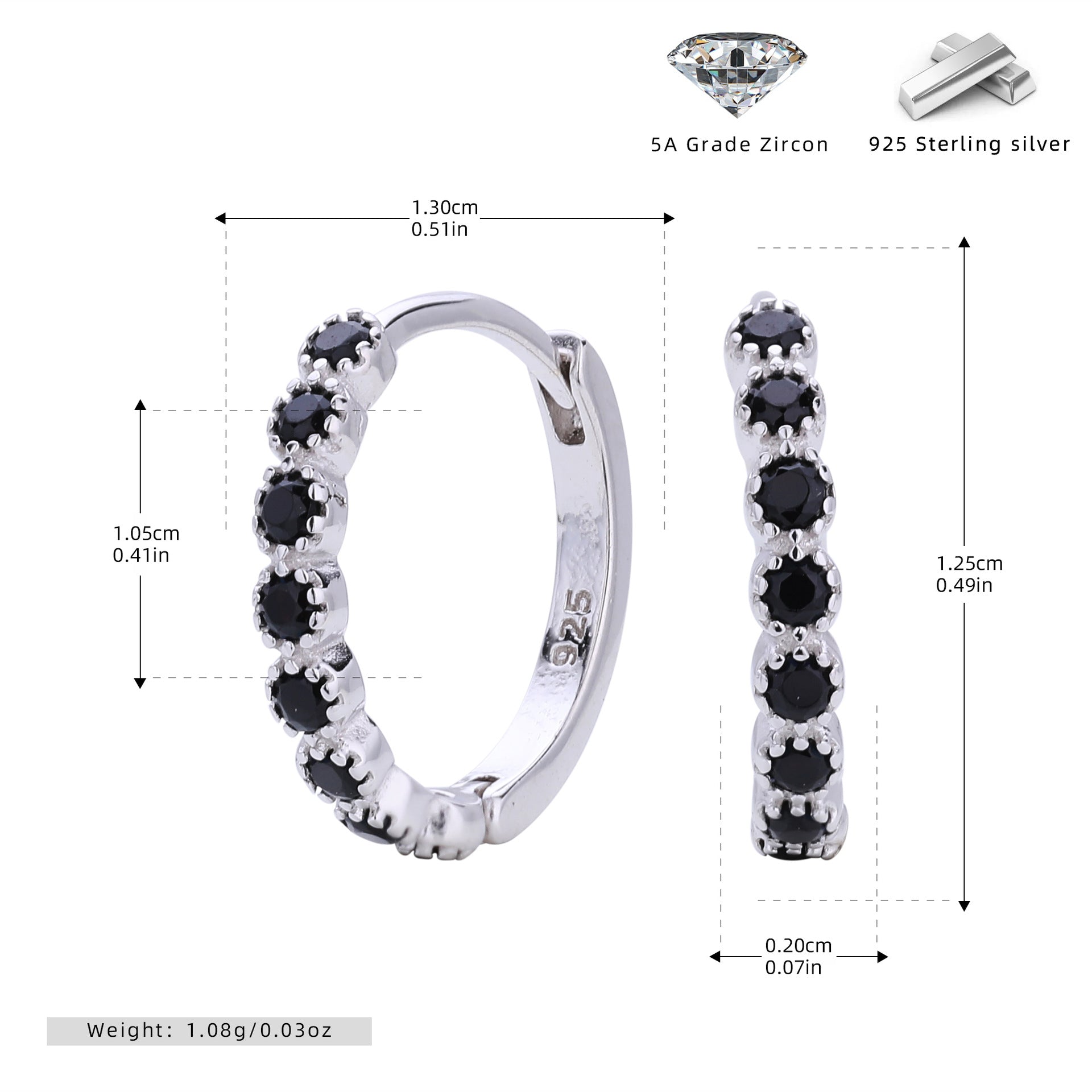 Damen Creolen mit funkelnden Zirkon-Akzenten und hochwertigem 925 Sterling Silber Shop Nory