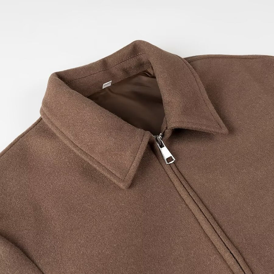 Damen Kurzjacke aus Wollmix mit Reißverschluss und kastiger Oversize-Silhouette Shop Nory