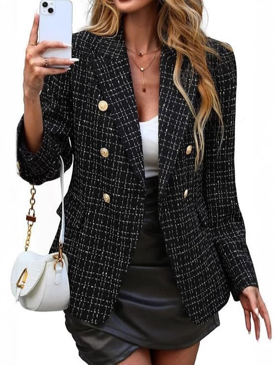 Damen Modische Doppelreihige Blazerjacke