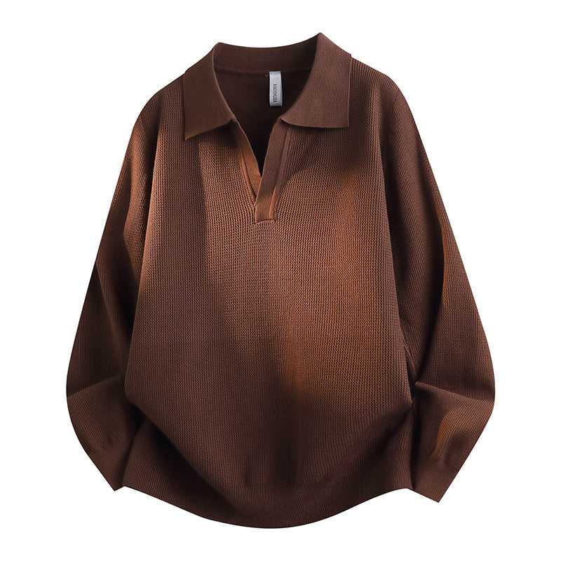Unisex Oversized Feinstrick-Polo-Pullover mit offenem V‑Ausschnitt und lässiger Silhouette Shop Nory
