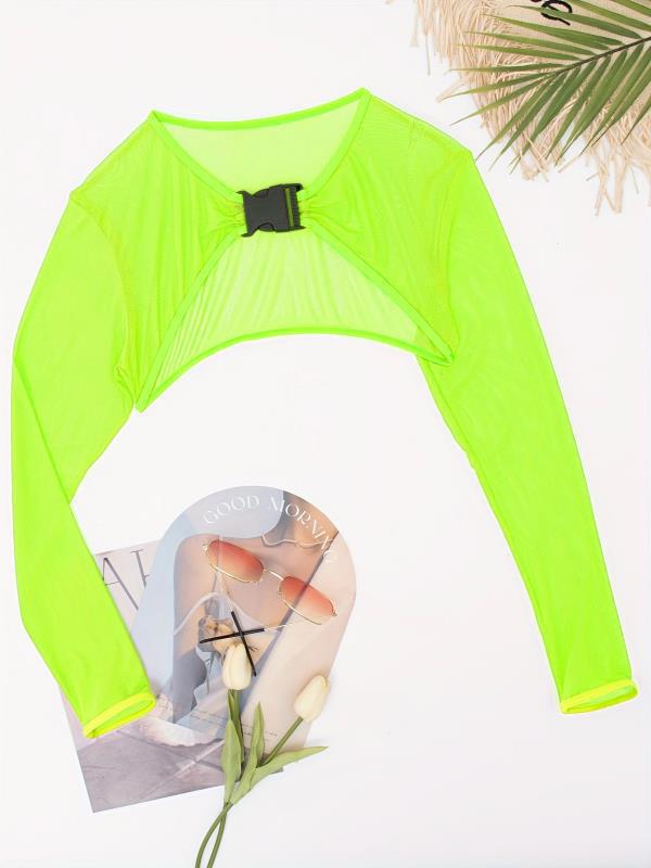 Damen Modischer Mesh-Oberteil mit langer Arm