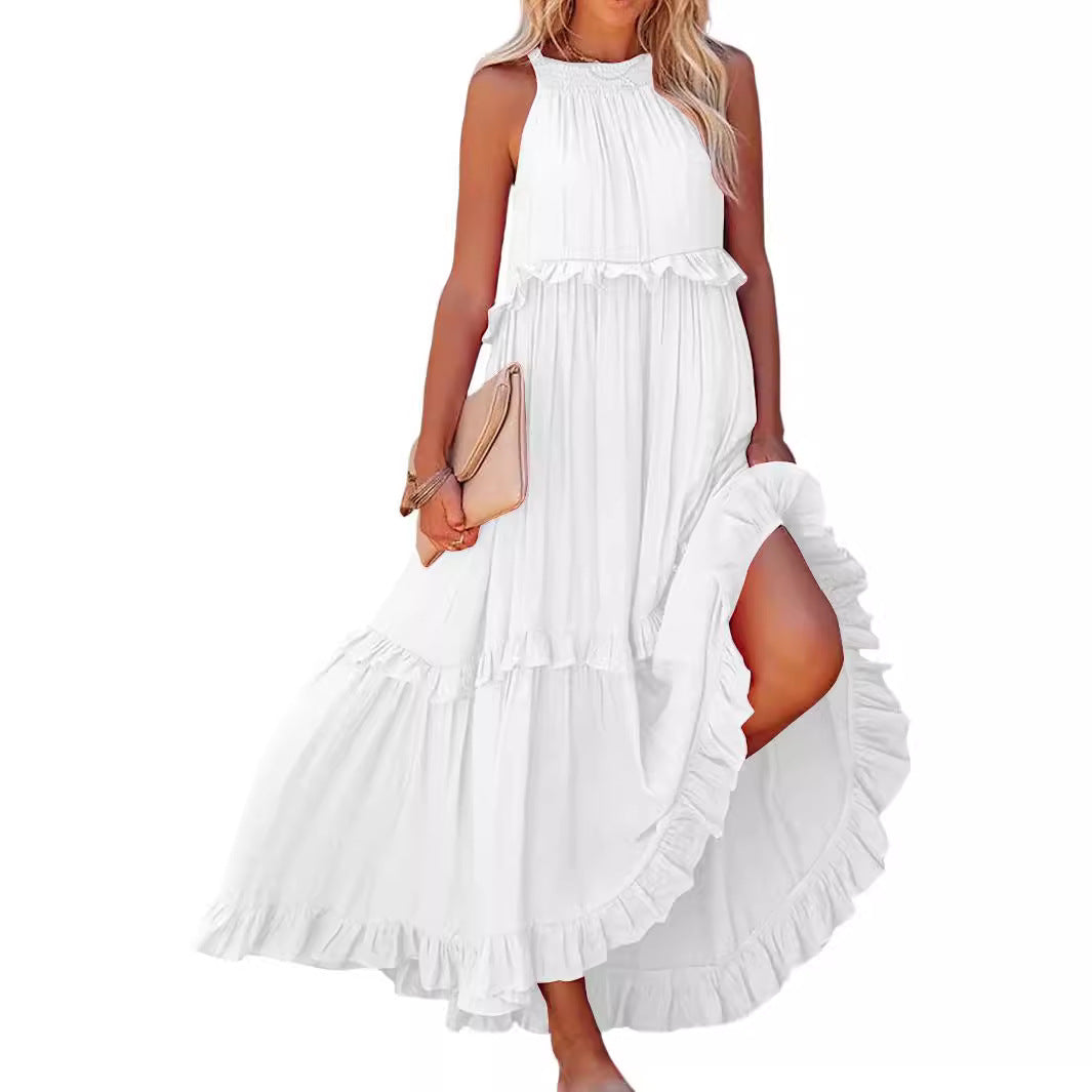 Damen Maxikleid mit einem eleganten Volant-Design und lockerem Schnitt