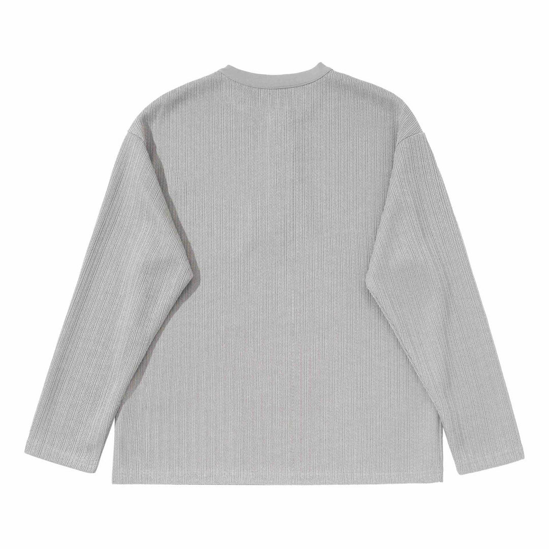 Unisex Strukturierter Waffel-Henleyshirt mit geradem Saum und Oversize-Silhouette Shop Nory