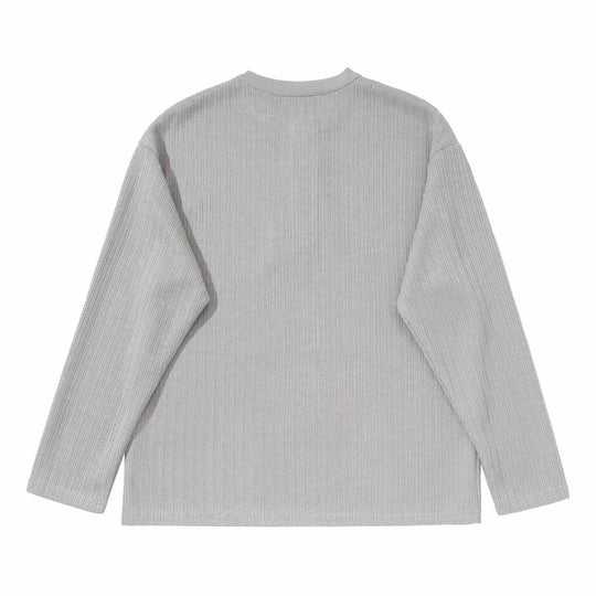 Unisex Strukturierter Waffel-Henleyshirt mit geradem Saum und Oversize-Silhouette Shop Nory