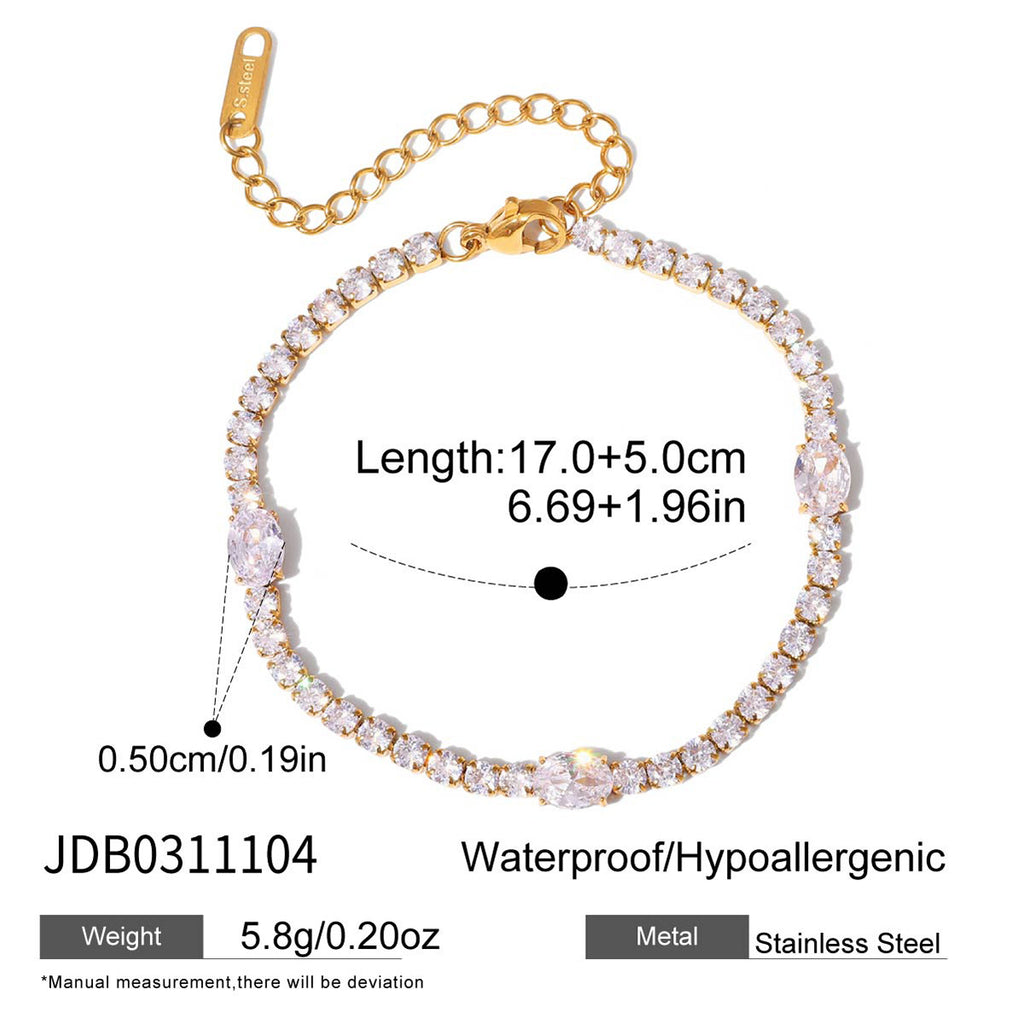 Damen Armband mit funkelnden Zirkonia-Steinen aus hypoallergenem Edelstahl Shop Nory