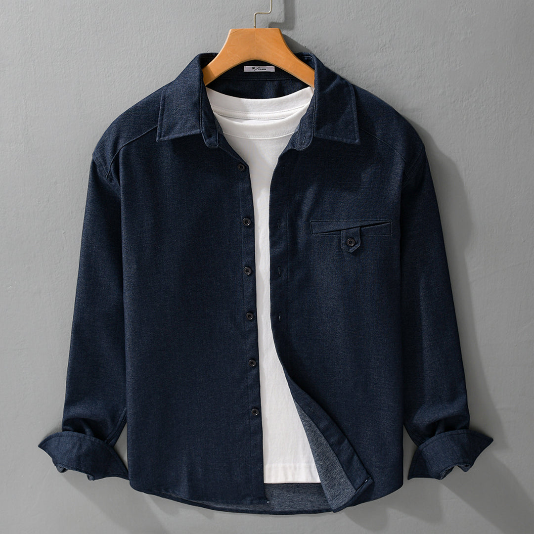 Herren Weiches Denim-Overshirt mit Pattentasche und lockerem Schnitt Shop Nory