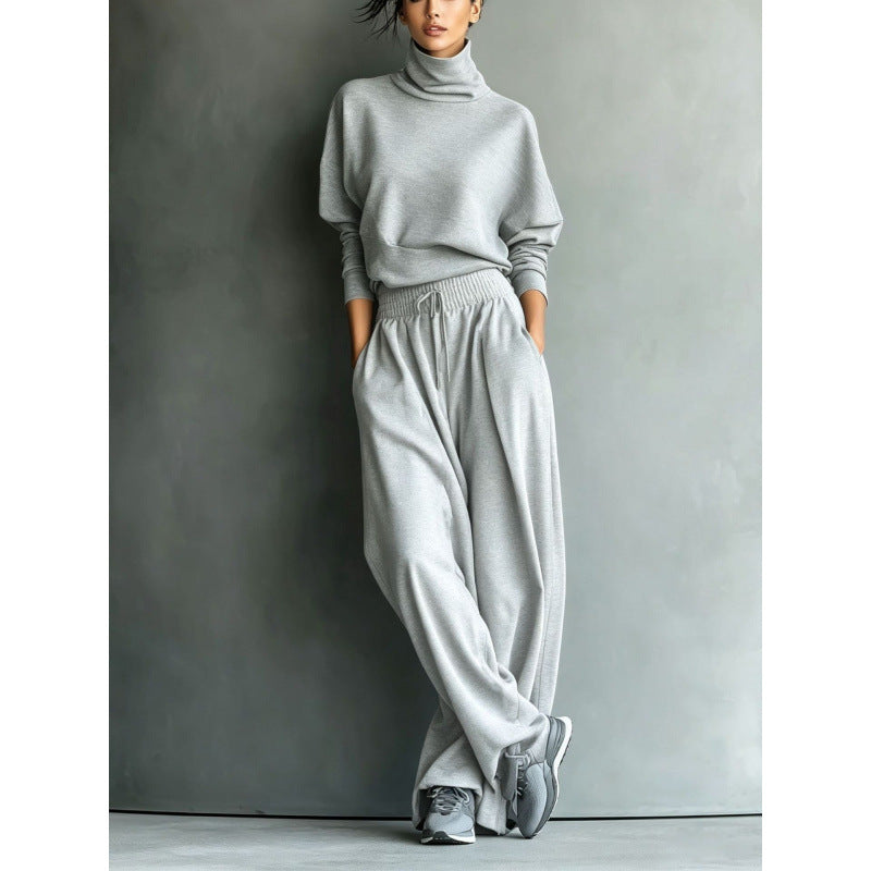Damen Rollkragen-Loungewear-Set mit Oversize-Oberteil und weitem Gummibund-Hose Shop Nory