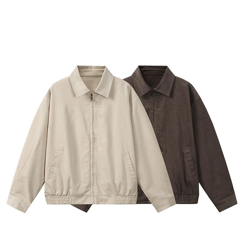 Herren Kastig geschnittene Cord-Blousonjacke mit verdecktem Reißverschluss und elastischem Saum Shop Nory