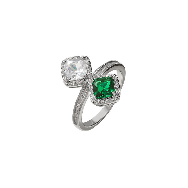 Damen eleganter Ring mit zwei quadratischen Edelsteinen Shop Nory