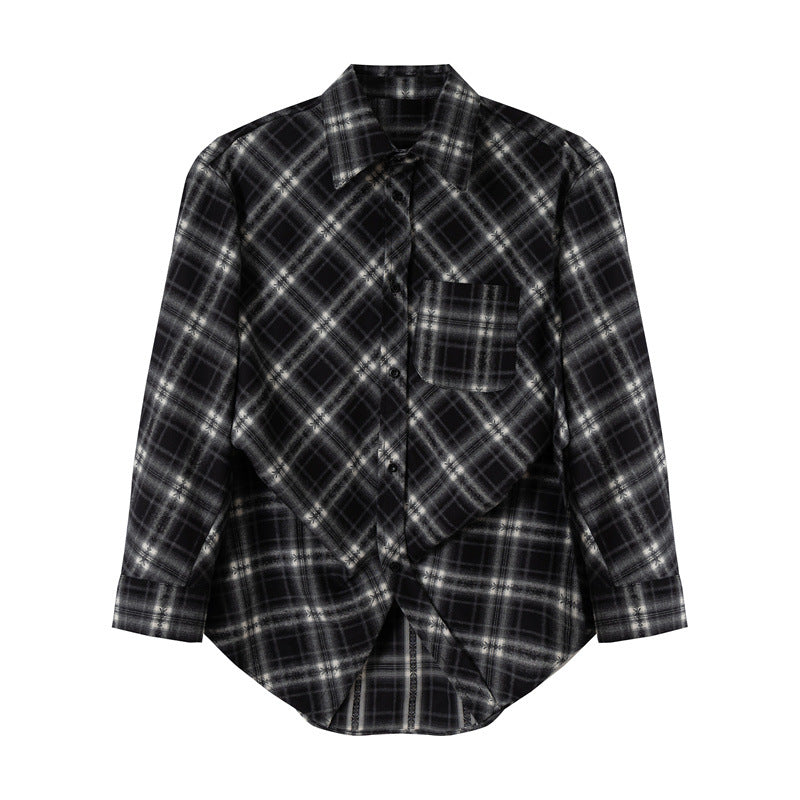 Damen Oversize-Flanellhemd mit asymmetrischem Saum Shop Nory