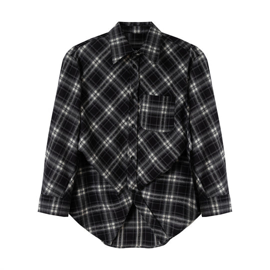 Damen Oversize-Flanellhemd mit asymmetrischem Saum Shop Nory