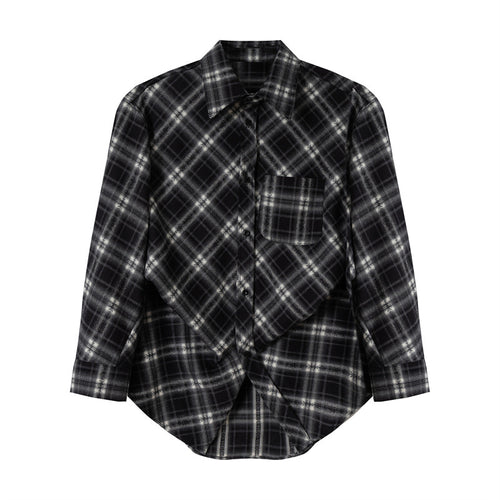 Damen Oversize-Flanellhemd mit asymmetrischem Saum Shop Nory