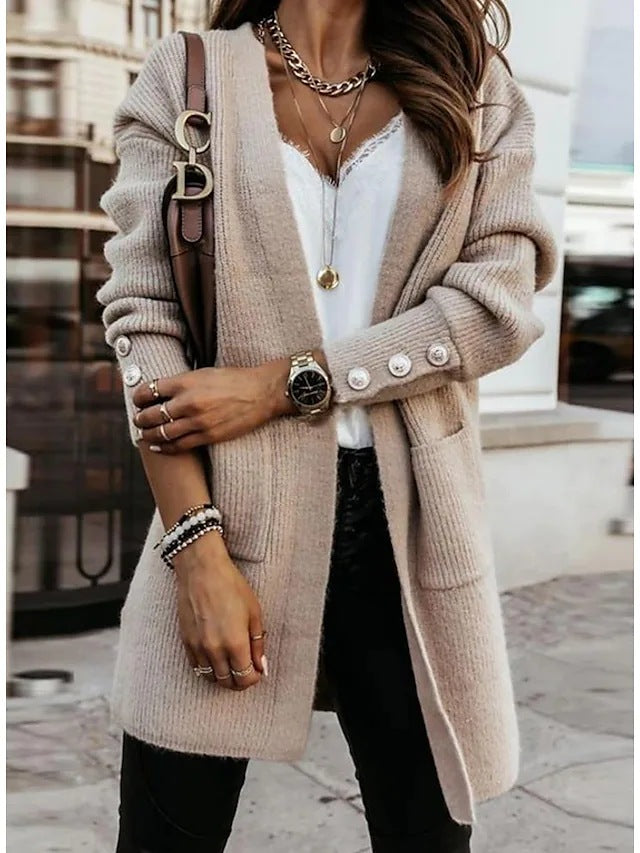 Damen Elegante Strickjacke mit Knopfdetails und praktischen Taschen