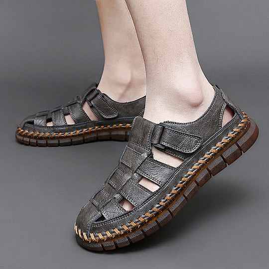 Herren Atmungsaktive Ledersandalen mit komfortablem Klettverschluss