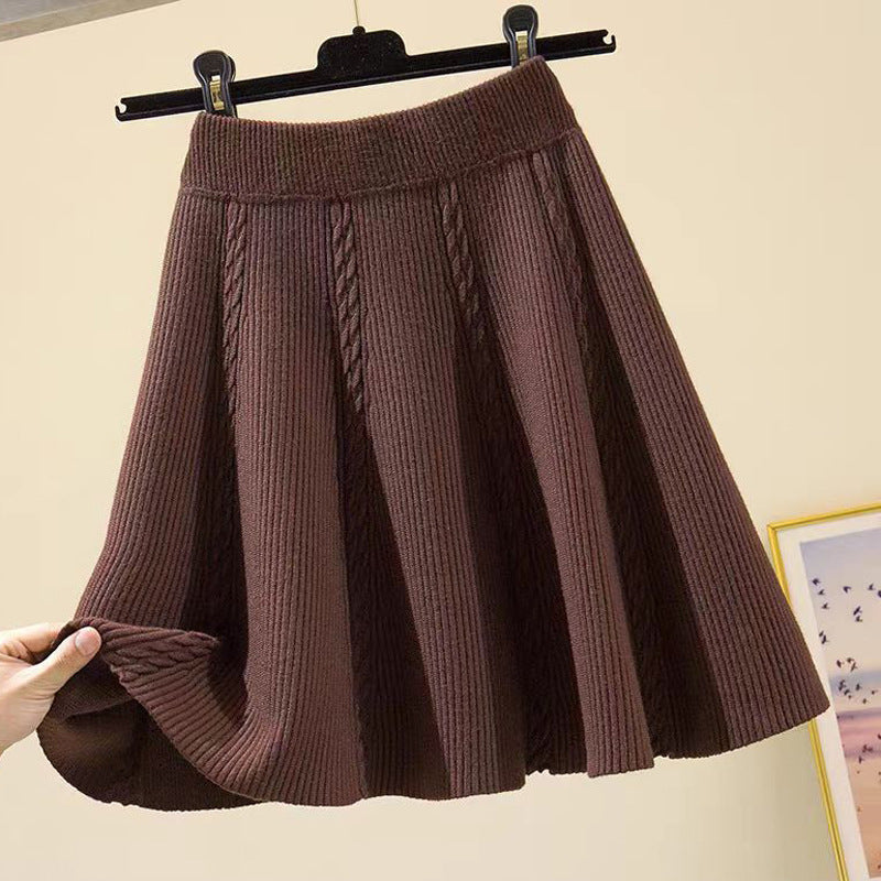 Damen Wadenlanger Strickrock mit Zopfmuster Shop Nory