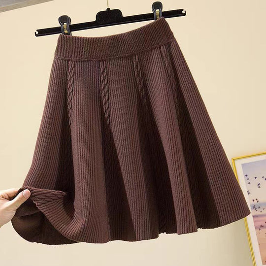 Damen Wadenlanger Strickrock mit Zopfmuster Shop Nory