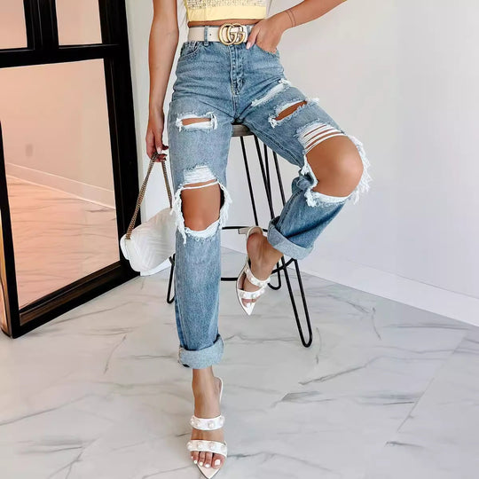 Damen Ripped High-Waist Jeans