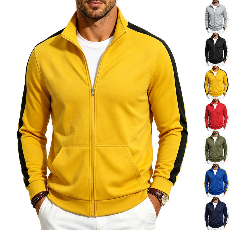 Herren Athletische Trainingsjacke mit durchgehendem Reißverschluss und kontrastierter Schulterstreifen Shop Nory