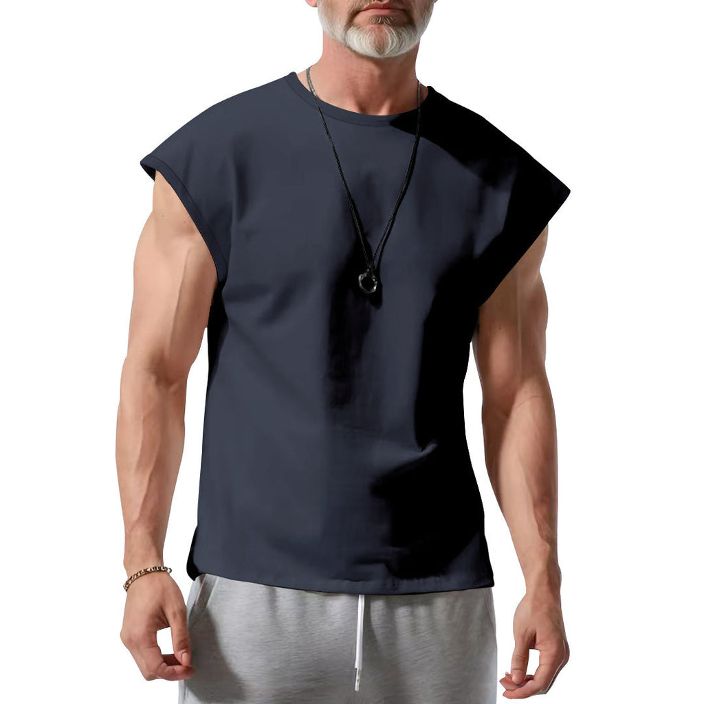 Herren schickes ärmelloses T-Shirt aus atmungsaktivem Baumwollmix