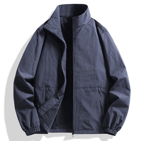 Herren Leichte atmungsaktive Windjacke mit Stehkragen und perforiertem Futter Shop Nory