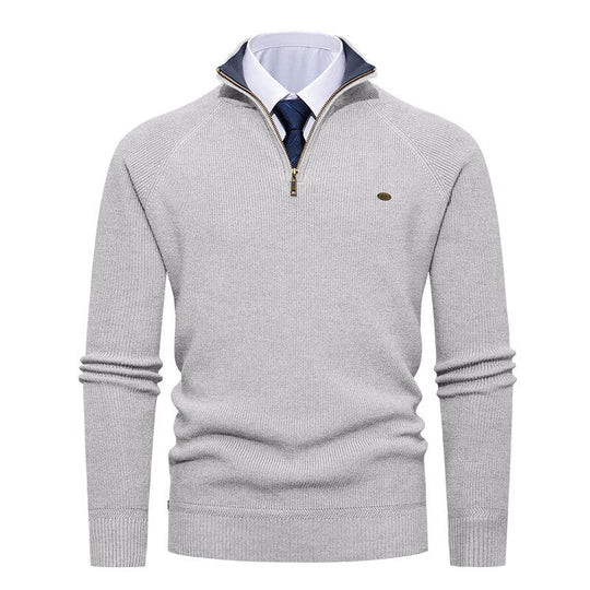 Herren eleganter Strickpullover mit Stehkragen und Reißverschluss