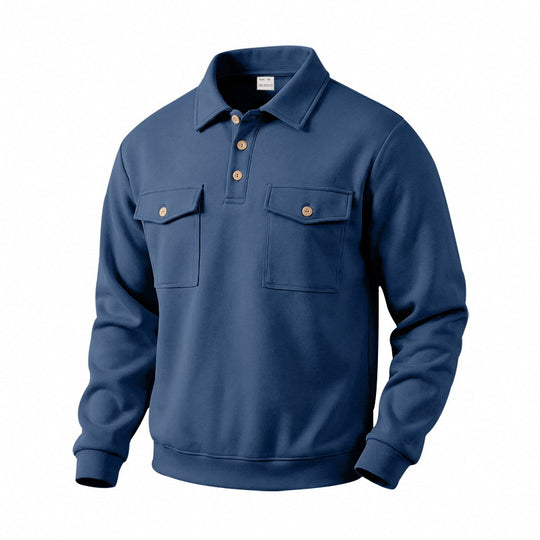 Herren Langarm-Poloshirt mit Knopfleiste und aufgesetzten Brusttaschen Shop Nory