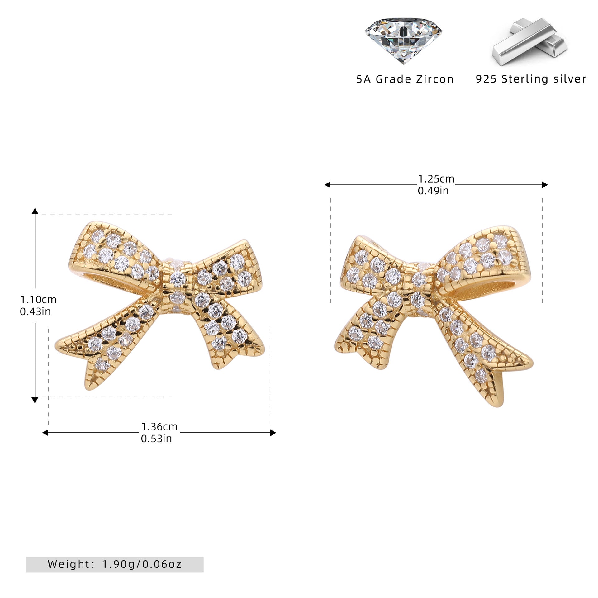 Damen Ohrringe im Schleifen-Design aus 925 Sterling Silber mit Zirkonia Shop Nory