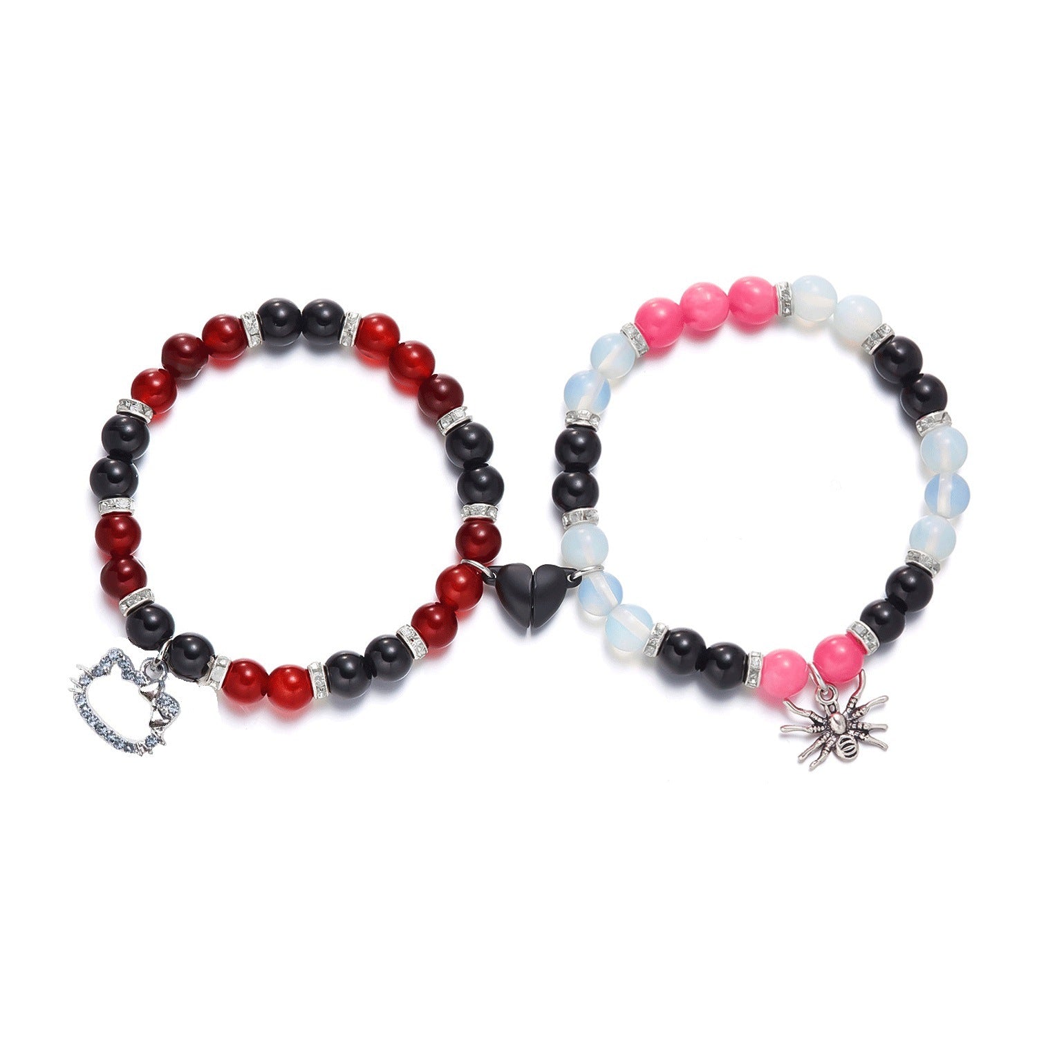Damen Armbandset mit bunt gefärbten Perlen und charmanten Anhängern Shop Nory