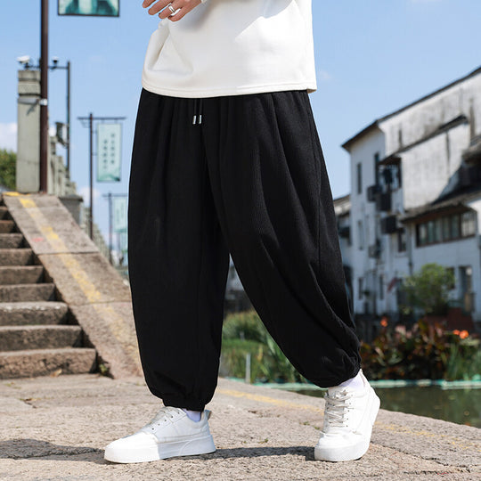 Herren Weite Cord-Loungehose mit Tunnelzug, gerippter Cordstruktur und elastischen Bündchen Shop Nory