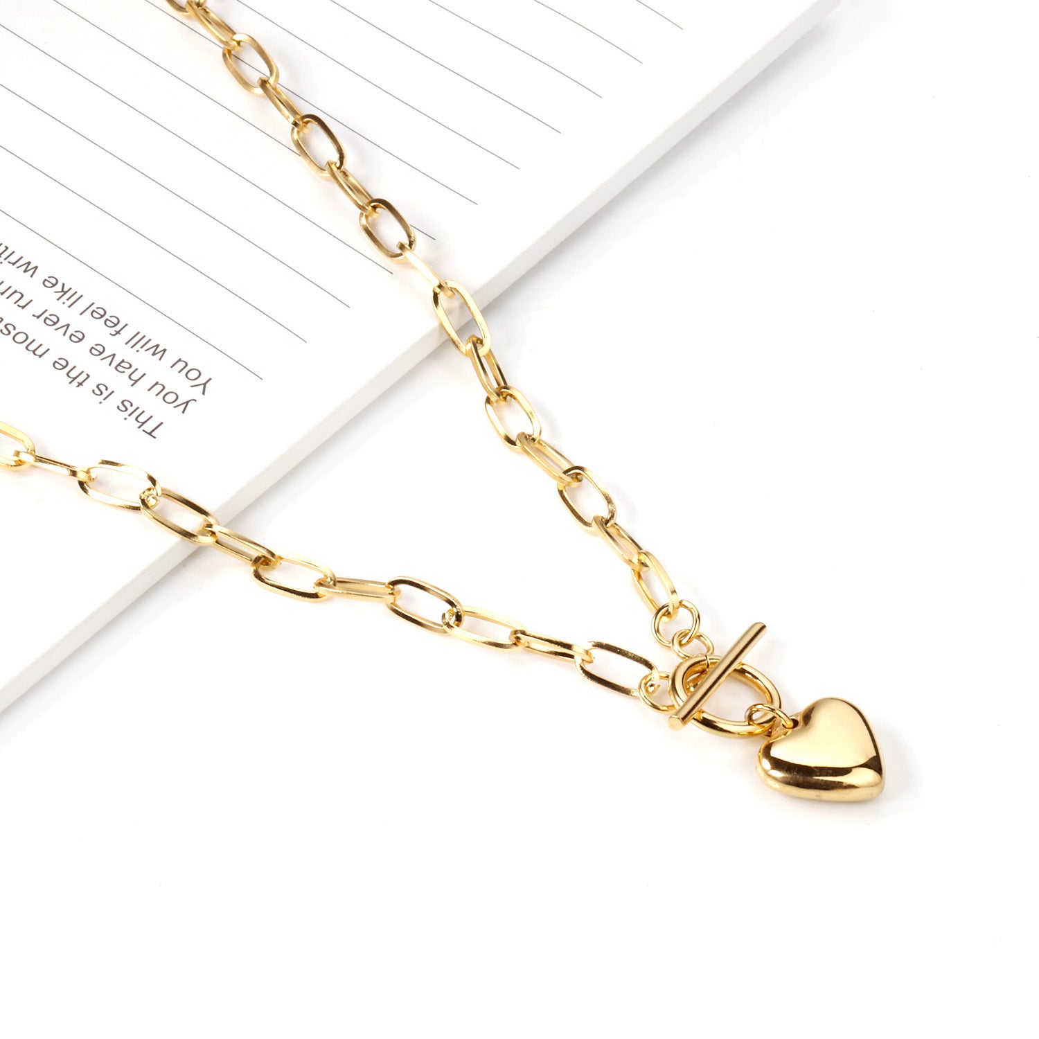Damen Halskette mit goldplattiertem Herzanhänger und verstellbarem Kettendesign Shop Nory
