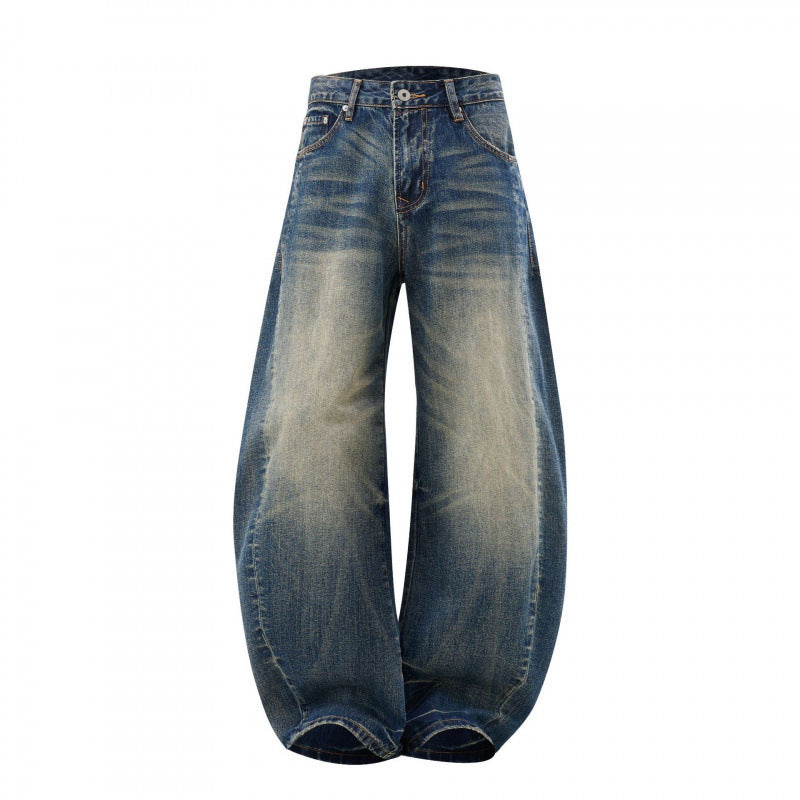 Damen High-Waist Ballon-Jeans mit Used-Waschung und weitem Statement-Bein Shop Nory