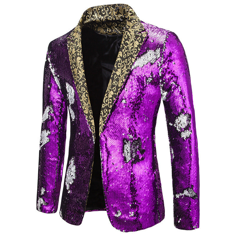 Herren extravagante Pailletten-Blazerjacke
