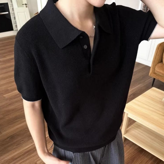 Herren Modisches Kurzarm-Polohemd mit strukturiertem StrickShop Nory