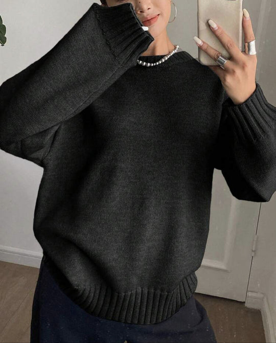 Damen Kaschmir-Optik Oversize-Pullover mit Rundhalsausschnitt und verlängerten Rippbündchen Shop Nory
