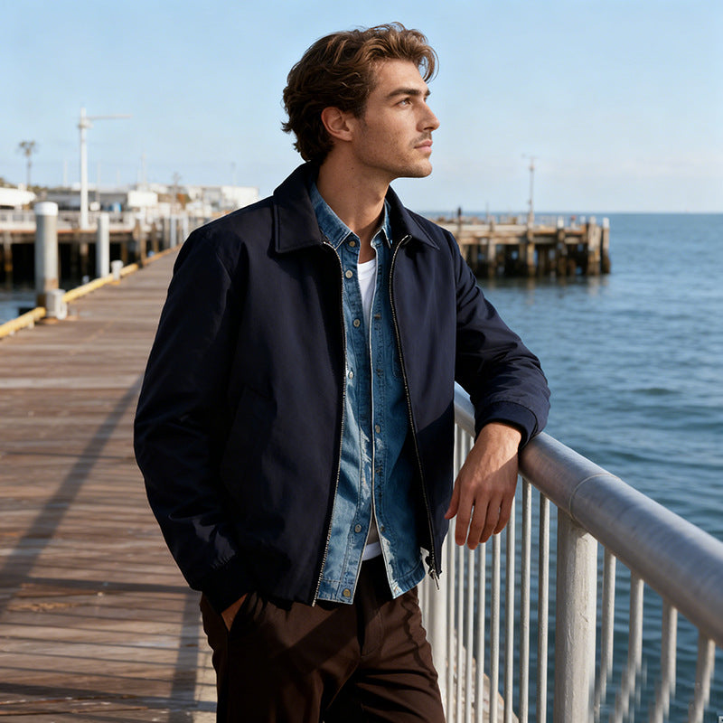 Herren Harrington-Jacke mit Reißverschluss, leicht gefüttert und Rippbündchen Shop Nory